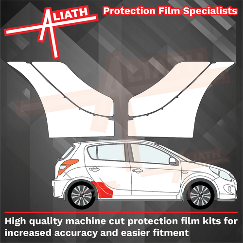 Hyundai i20 2008-2014, Rear Door & QTR / Sill Arches CLEAR Paint Protection