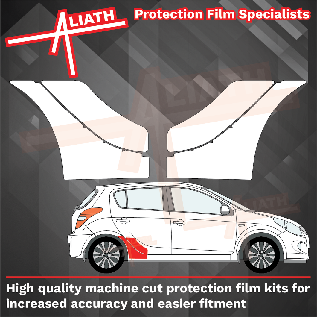 Hyundai i20 2008-2014, Rear Door & QTR / Sill Arches CLEAR Paint Protection