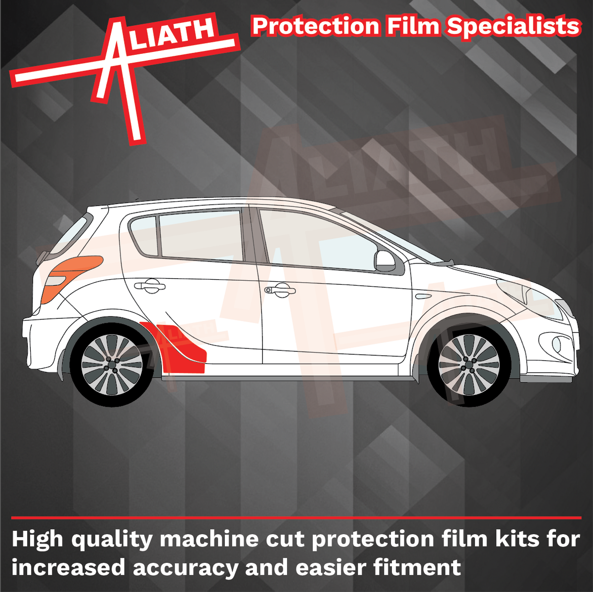 Hyundai i20 2008-2014, Rear Door & QTR / Sill Arches CLEAR Paint Protection