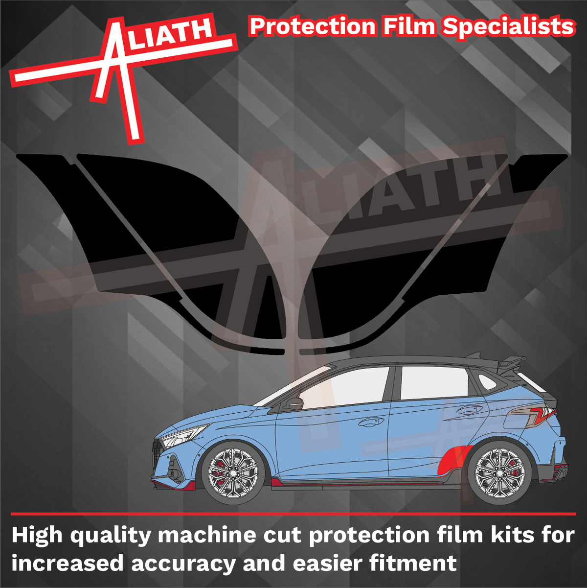 Hyundai i20N 2020-Present, Rear QTR & Door Arches BLACK Paint Protection