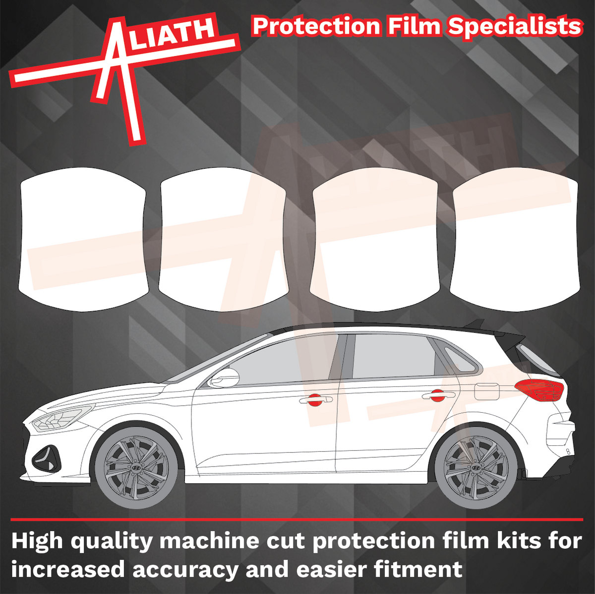 Hyundai i30 N 2017-Present, Door Handle Cups CLEAR Stone Protection
