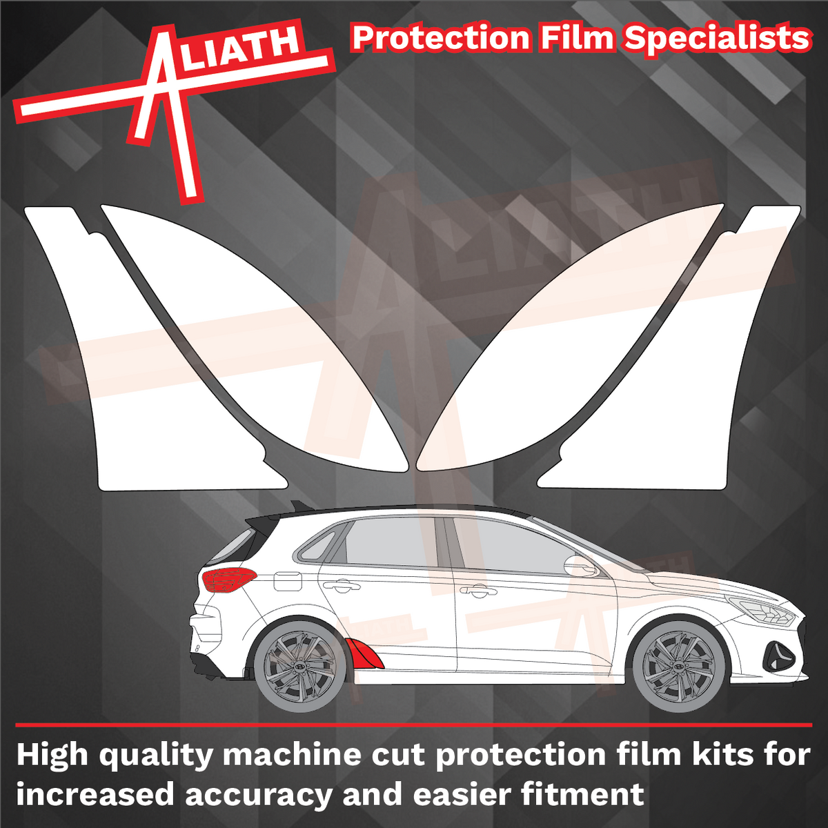 Hyundai i30 2017-Present, Rear Door & QTR Arches CLEAR Paint Protection