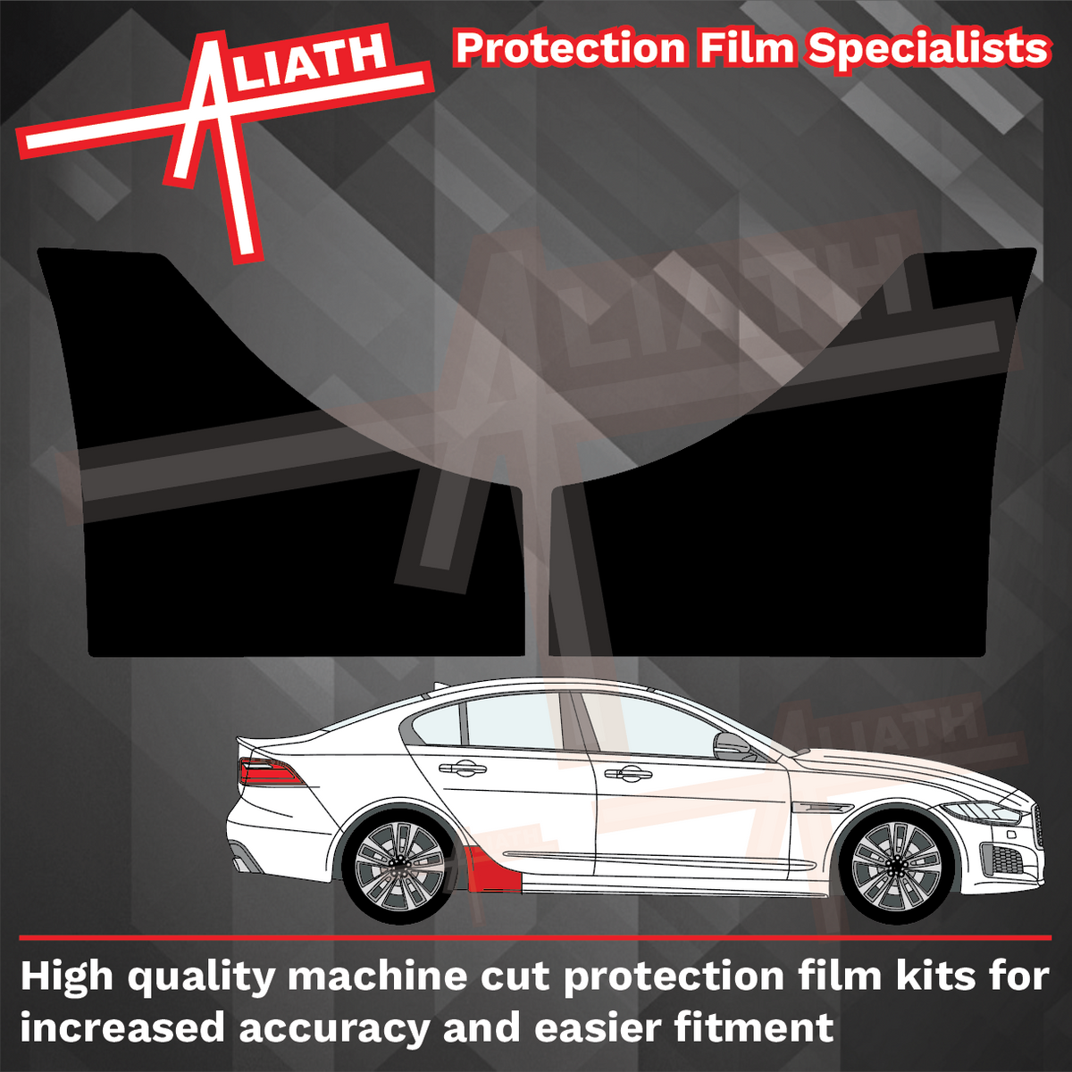 Jaguar XE Standard 2015-present, Side Sill Skirt Trim Rear BLACK Paint Protection