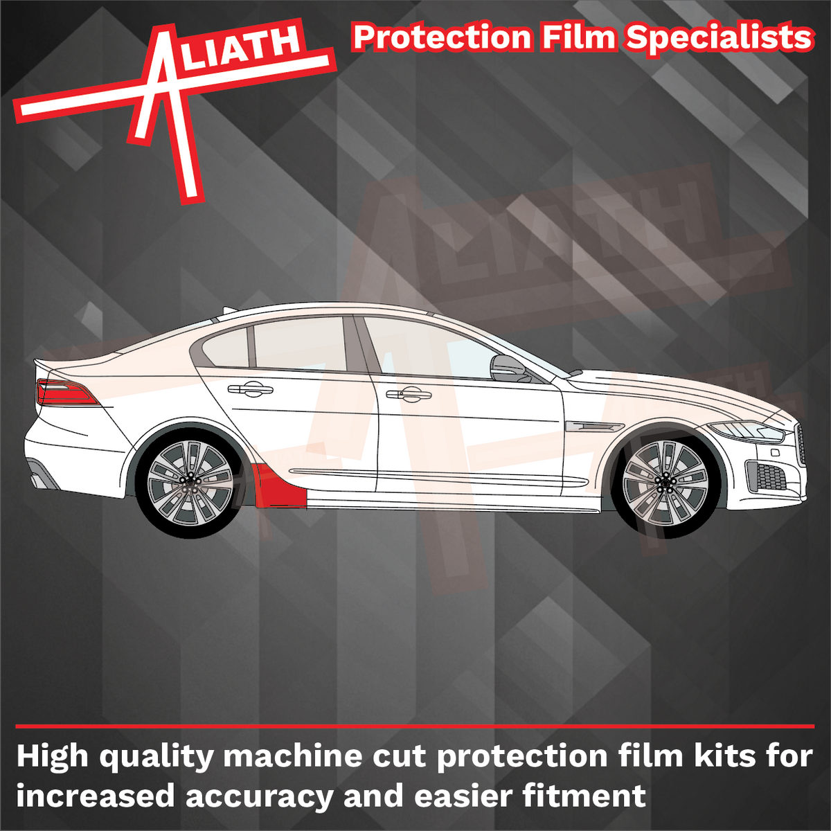 Jaguar XE Standard 2015-present, Side Sill Skirt Trim Rear BLACK Paint Protection