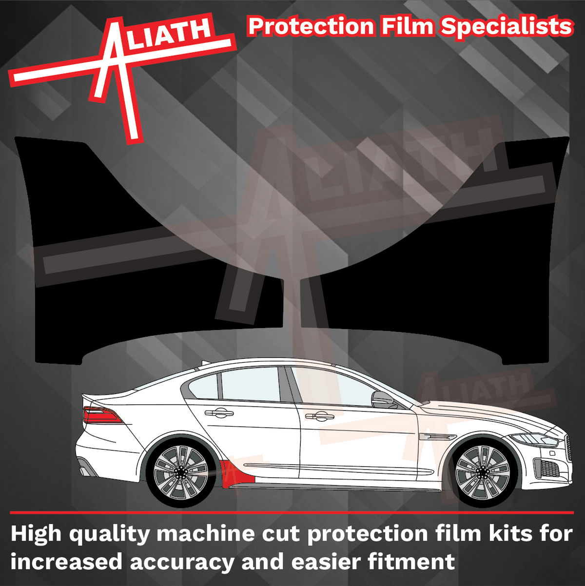 Jaguar XE Sport 2015-Present, Side Sill Skirt Trim Rear BLACK Paint protection