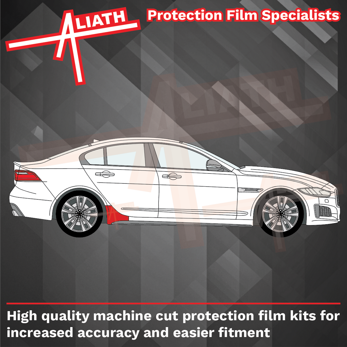 Jaguar XE Sport 2015-Present, Side Sill Skirt Trim Rear BLACK Paint protection