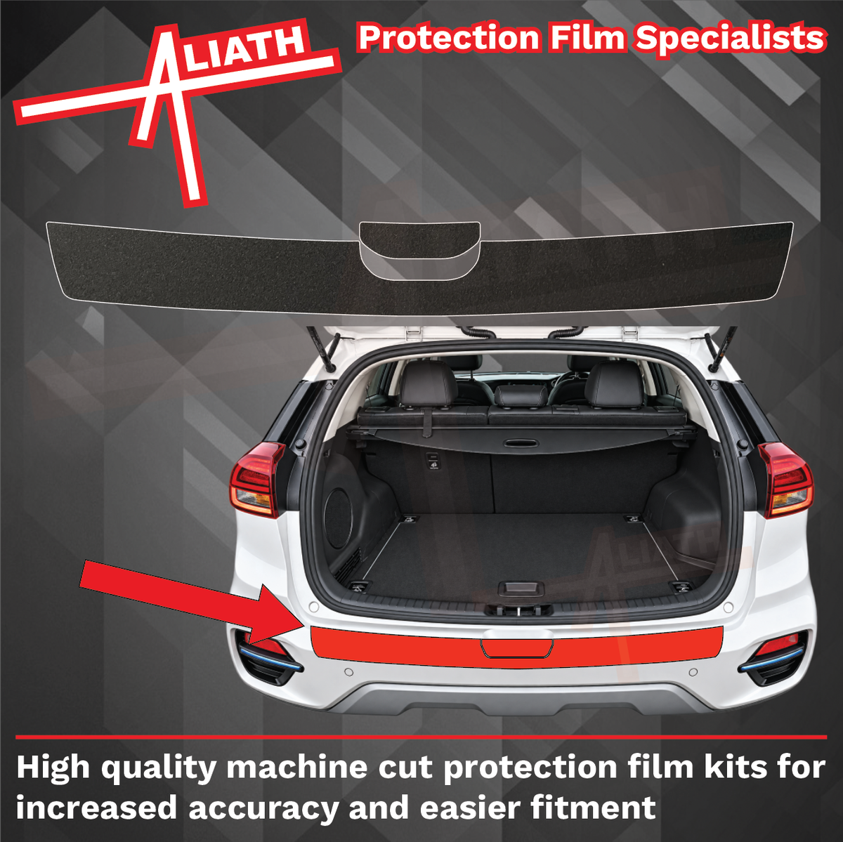 Kia E-Niro & Niro 2016-2022, Rear Bumper Upper BLACK Paint Protection