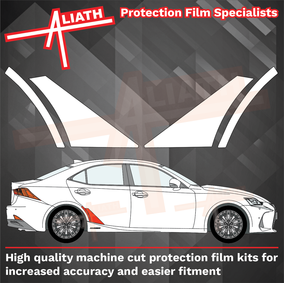 Lexus IS 2013-2019, Rear QTR & Door Lower Arches CLEAR Paint Protection