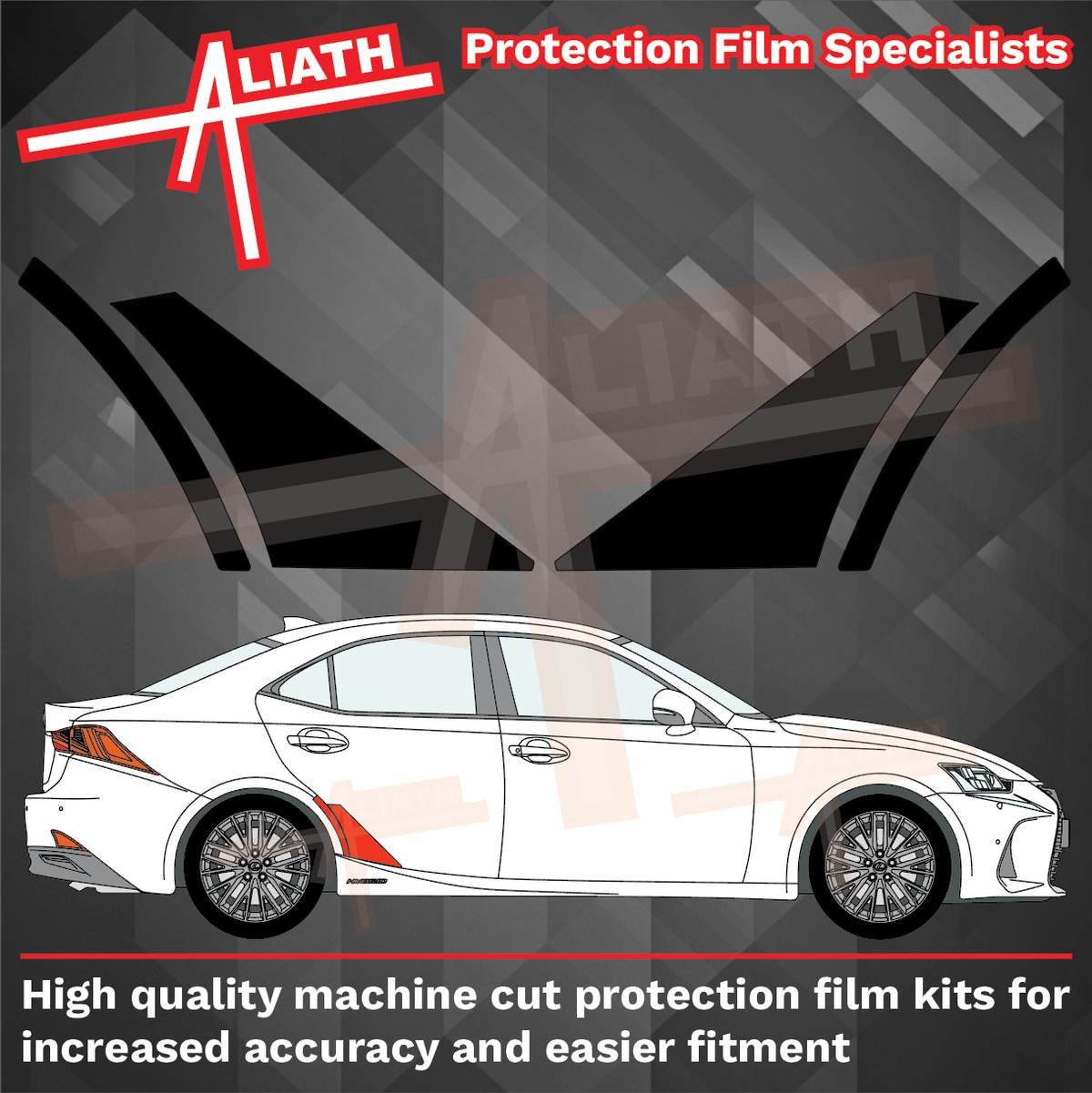 Lexus IS 2013-2019, Rear QTR & Door Lower Arches BLACK Paint Protection