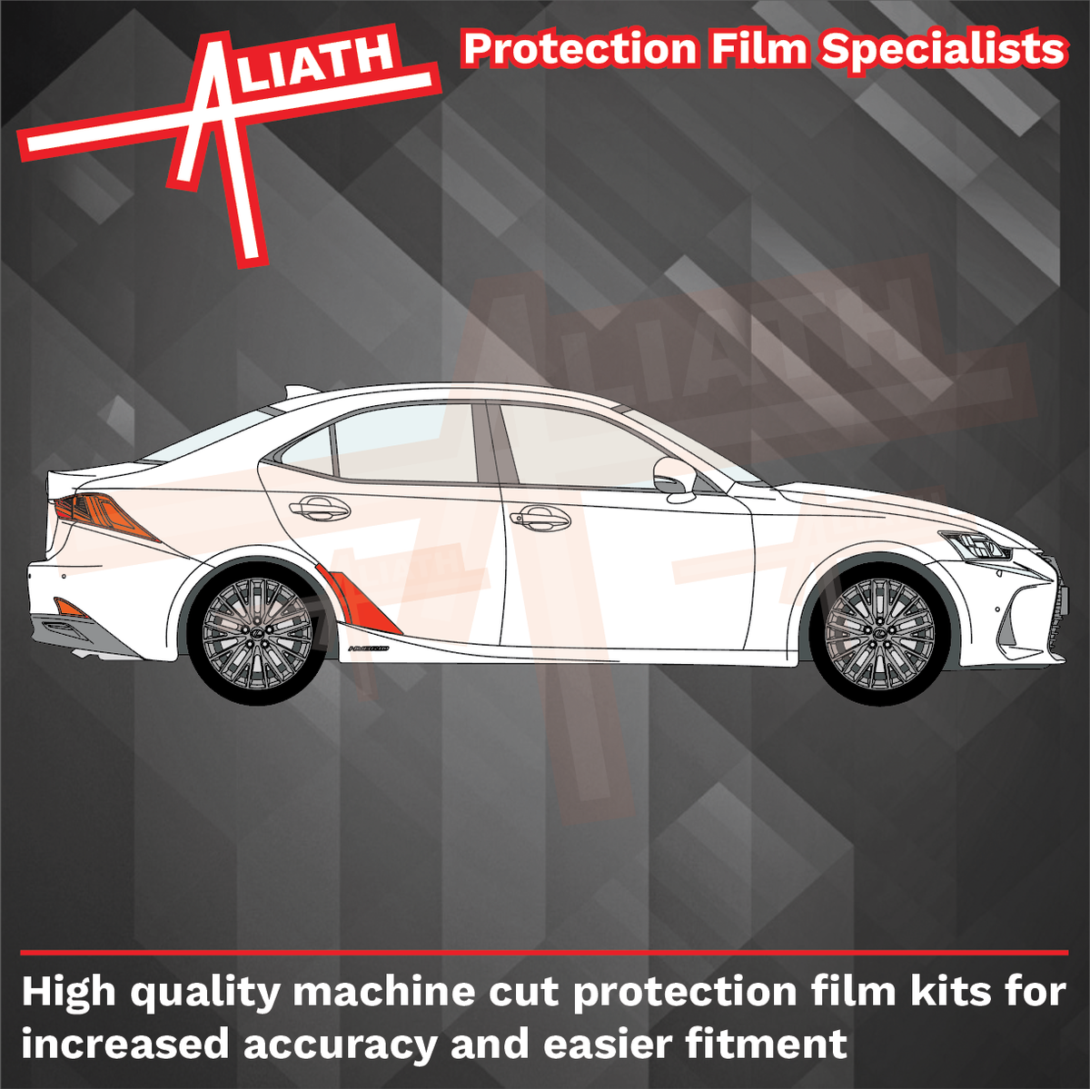 Lexus IS 2013-2019, Rear QTR & Door Lower Arches BLACK Paint Protection