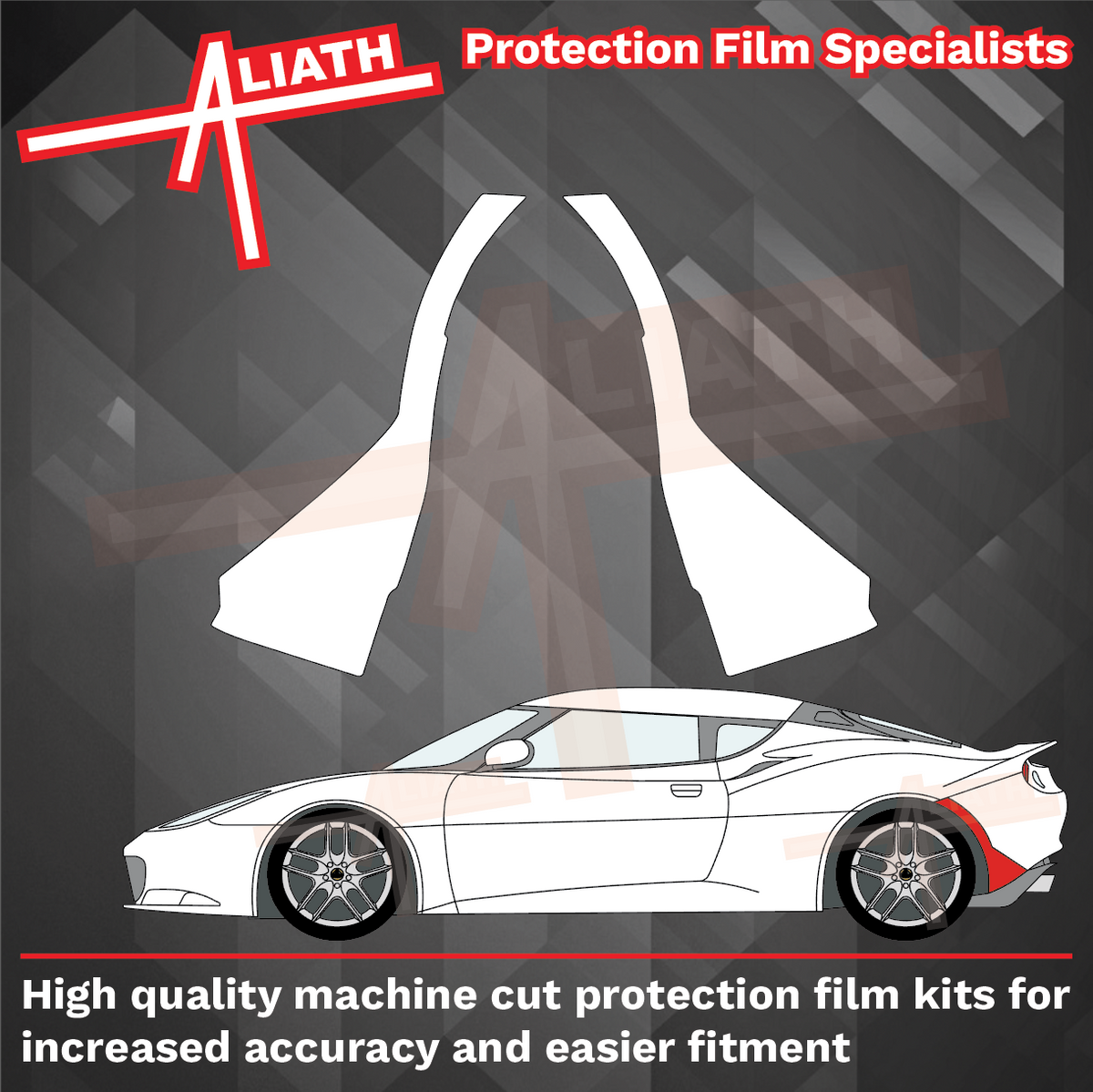 Lotus Evora GT 400 / 410 2016-2022, Rear Bumper Side Arch Section CLEAR Paint Protection