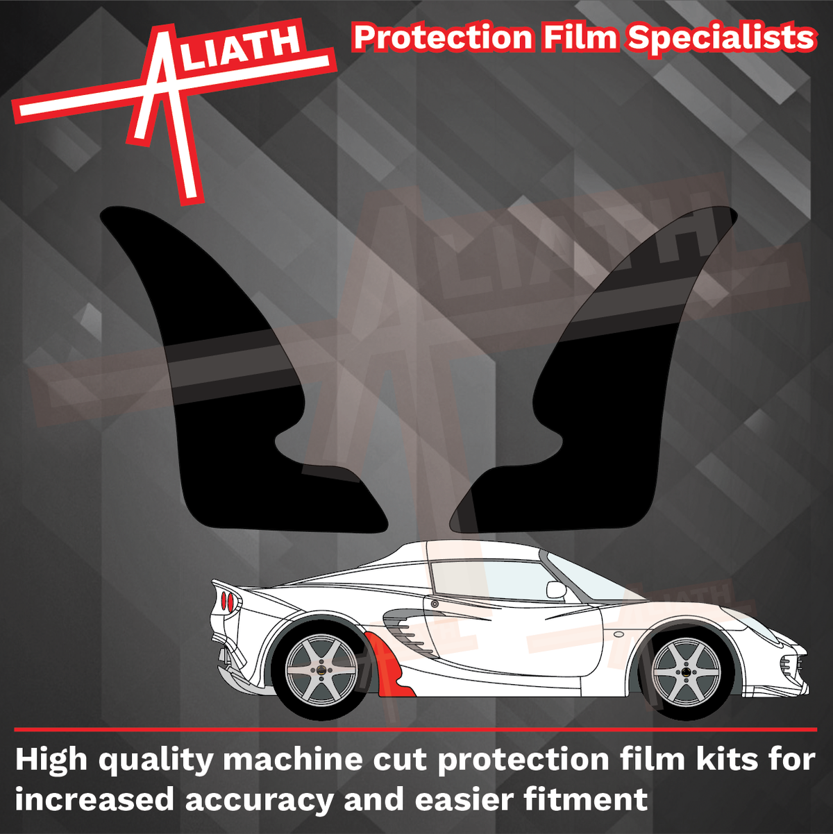 Lotus Exige S2 2004-2012, Rear Sill Skirt Arches (Narrow) BLACK Paint Protection