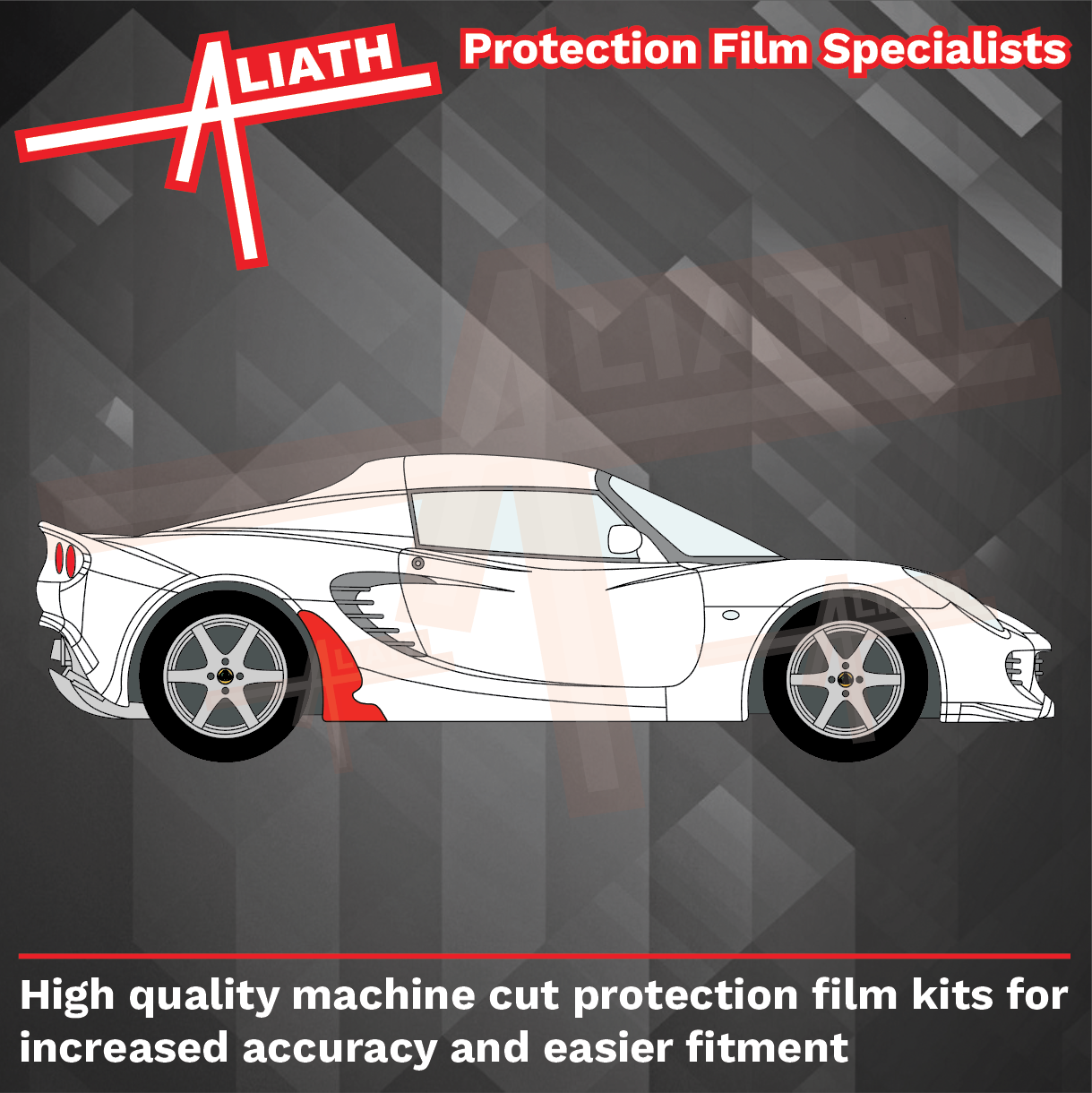 Lotus Exige S2 2004-2012, Rear Sill Skirt Arches (Narrow) BLACK Paint Protection