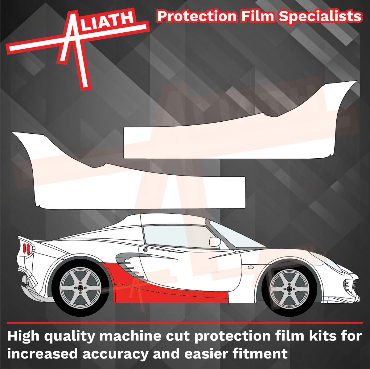 Lotus Exige S2 2004-2012, Side Sill Skirt Trim CLEAR Paint Protection