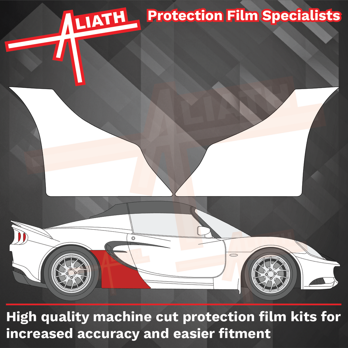 Lotus Elise (Type S3) 2011-Present, Rear QTR / Skirt Arches Large CLEAR Paint Protection