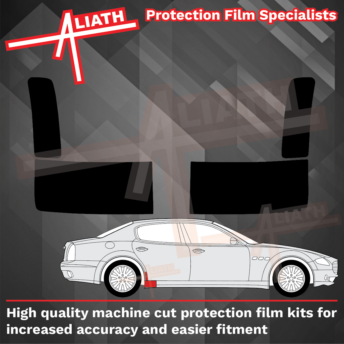 Maserati Quattroporte (V) 2003-2012, Rear Arches BLACK Paint Protection