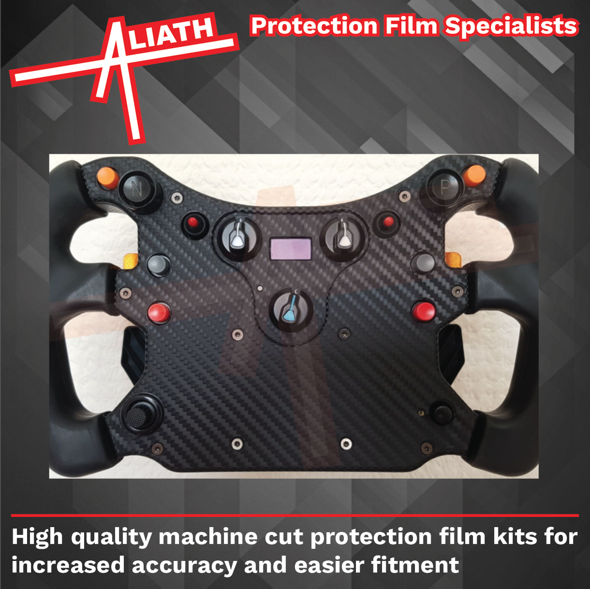 Fanatec Mclaren GT3 V2 Steering Wheel, CARBON FIBRE EFFECT Styling & Scratch Protection Kit