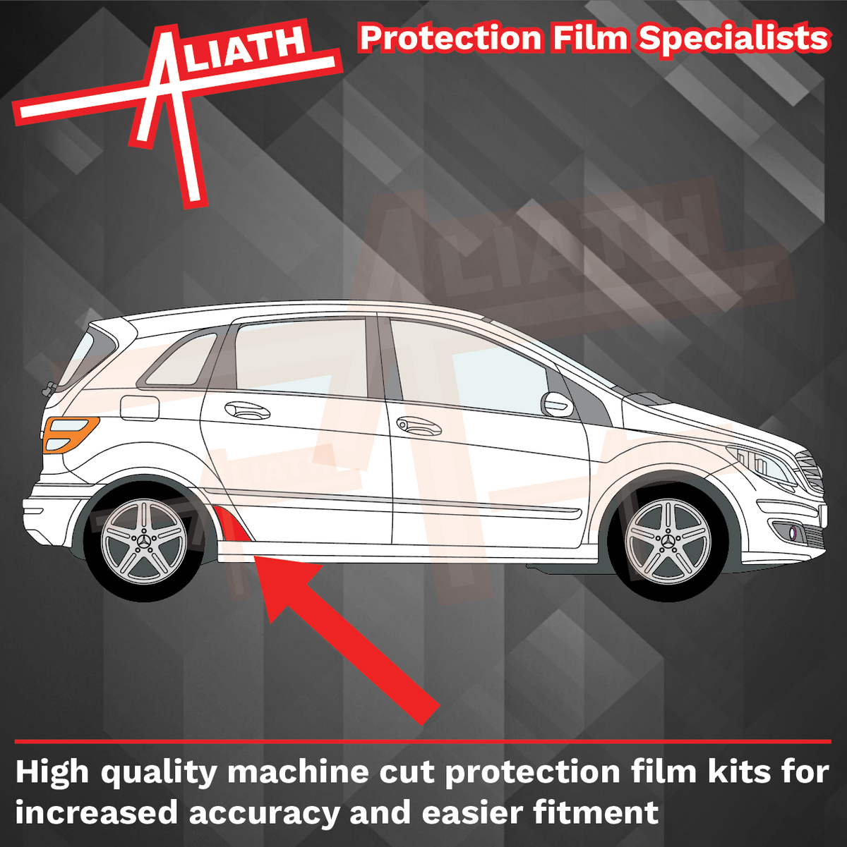 Mercedes-Benz B-Class (Type W245) 2005-2011, Rear Arch BLACK Paint Protection