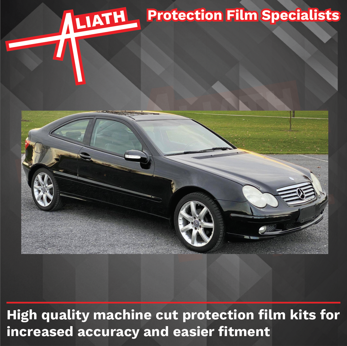 Mercedes-Benz C Class Coupe (C203) 2001-2007, Headlights CLEAR Stone Protection