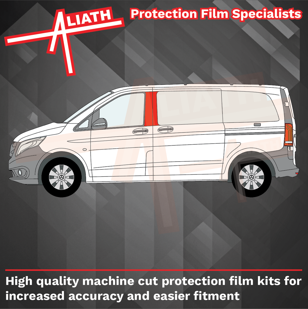 Mercedes-Benz Vito & V-Class (W447) 2014-Present, B-Pillar Black Out Textured Decals