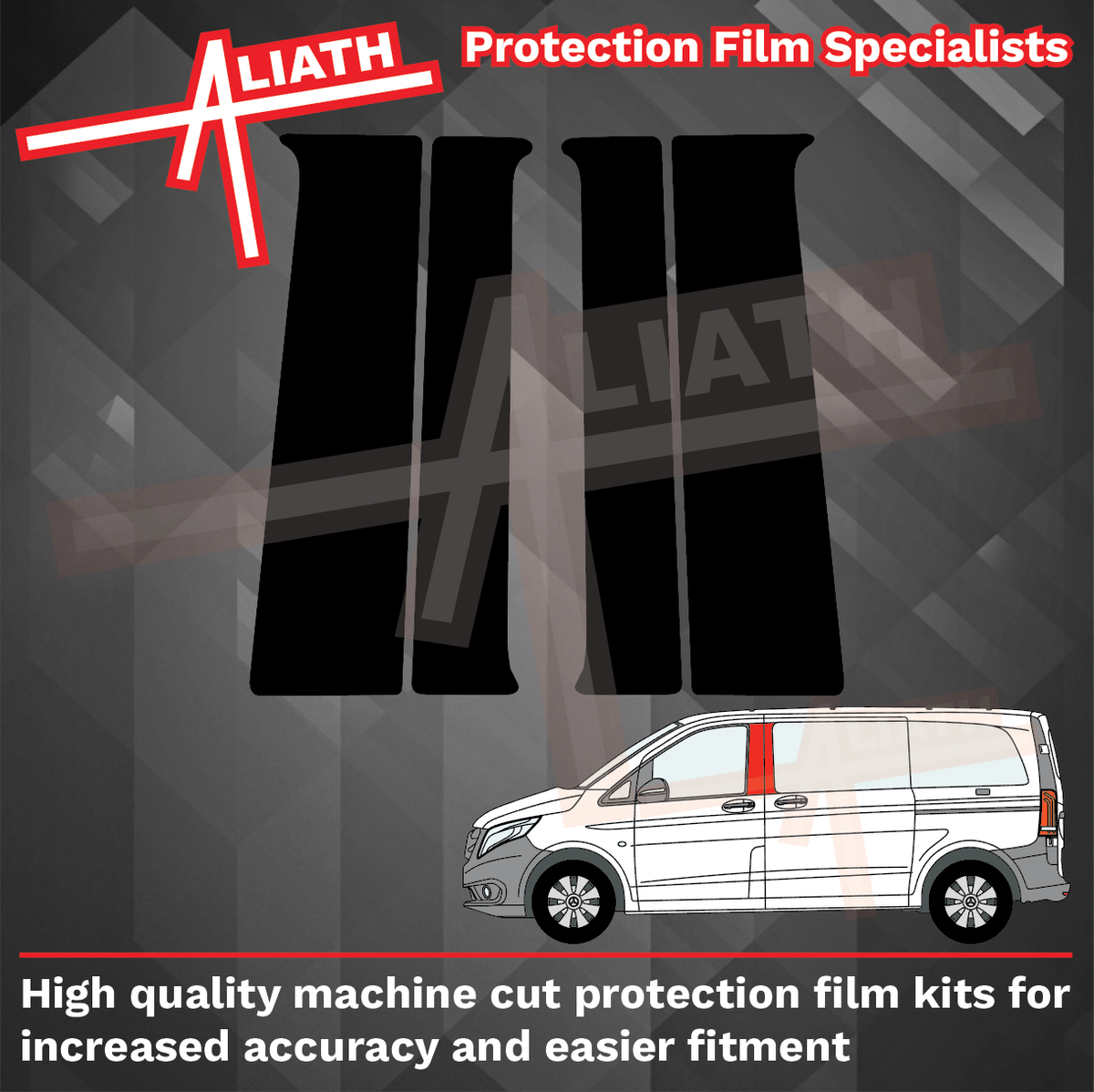 Mercedes-Benz Vito & V-Class (W447) 2014-Present, B-Pillar Black Out Textured Decals
