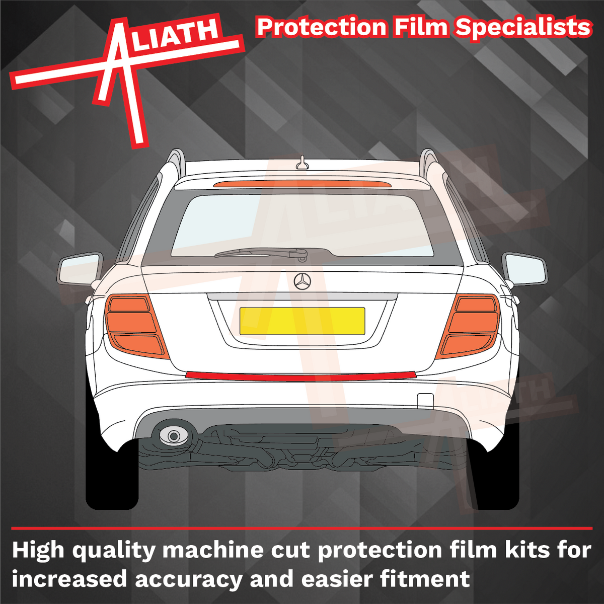 Mercedes C-Class Estate (W204) 2007-2014, Rear Bumper Upper BLACK Paint Protection