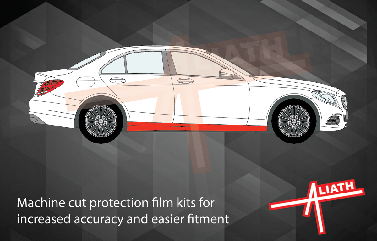 Mercedes-Benz C Class C43 C63 AMG (W205) 2014-2017, Side Sill Skirts CLEAR Paint Protection