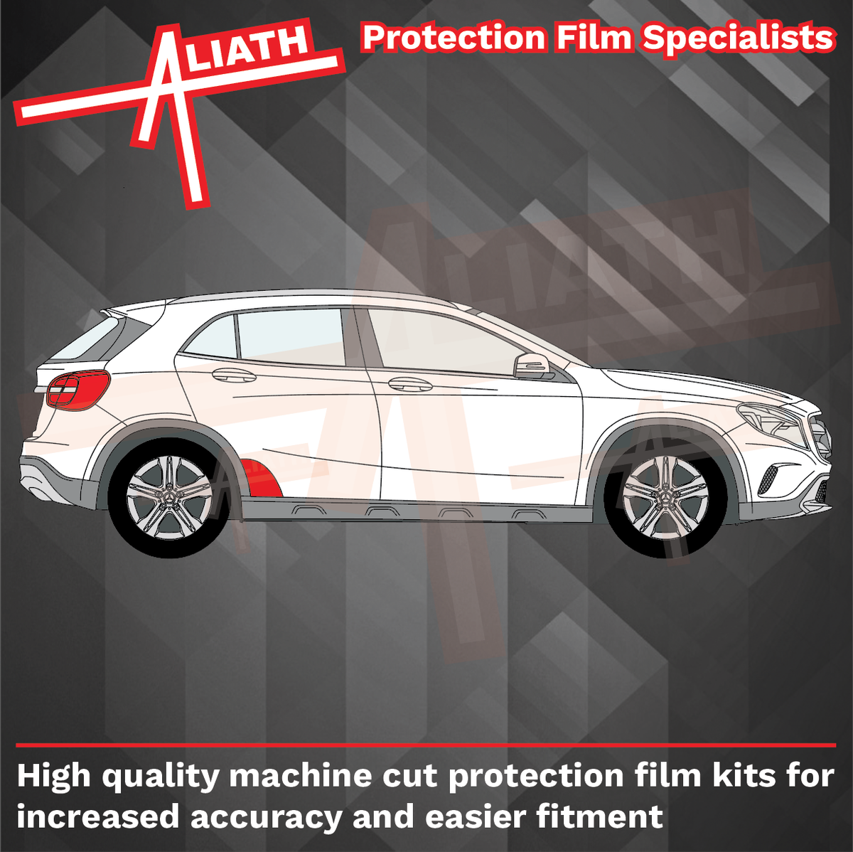Mercedes-Benz GLA Class 2013-2019, Rear Door Arch BLACK Paint Protection