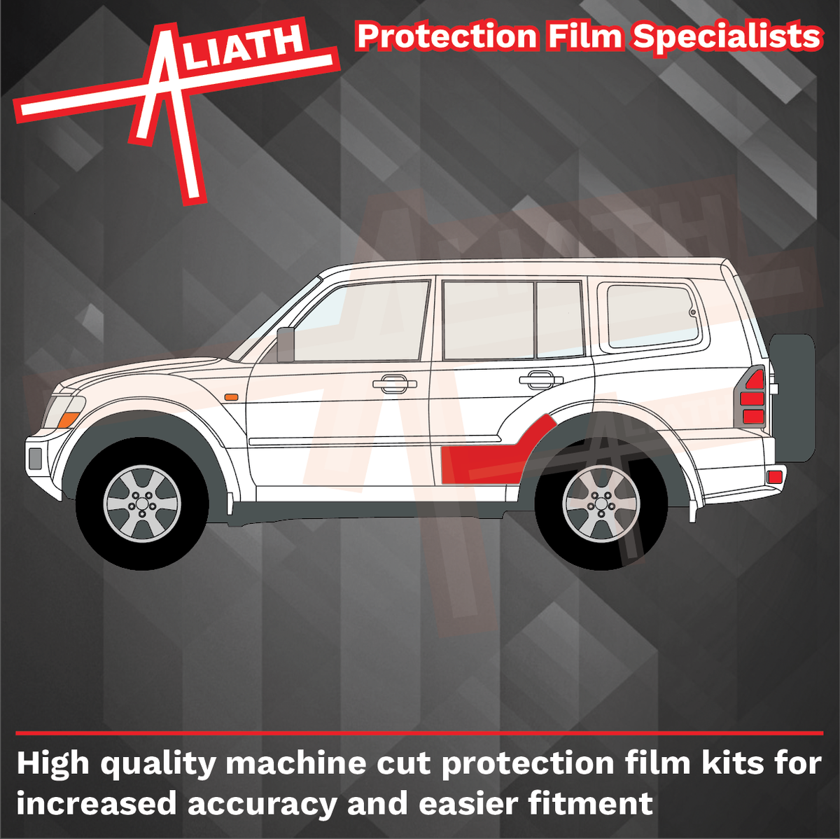 Mitsubishi Shogun / Pajero 1999-2005, Rear Door Arch Sections CLEAR Paint Protection