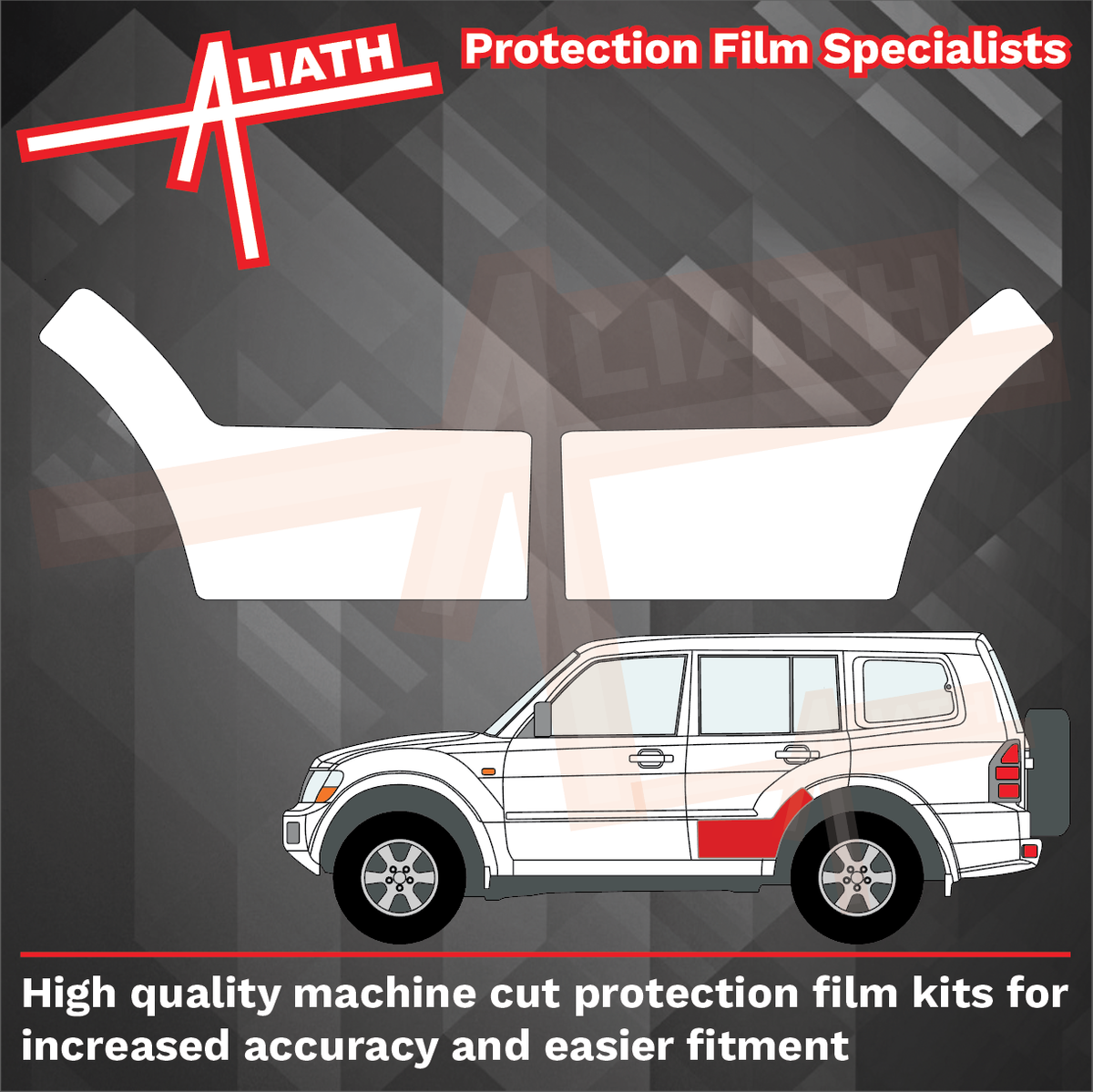 Mitsubishi Shogun / Pajero 1999-2005, Rear Door Arch Sections CLEAR Paint Protection
