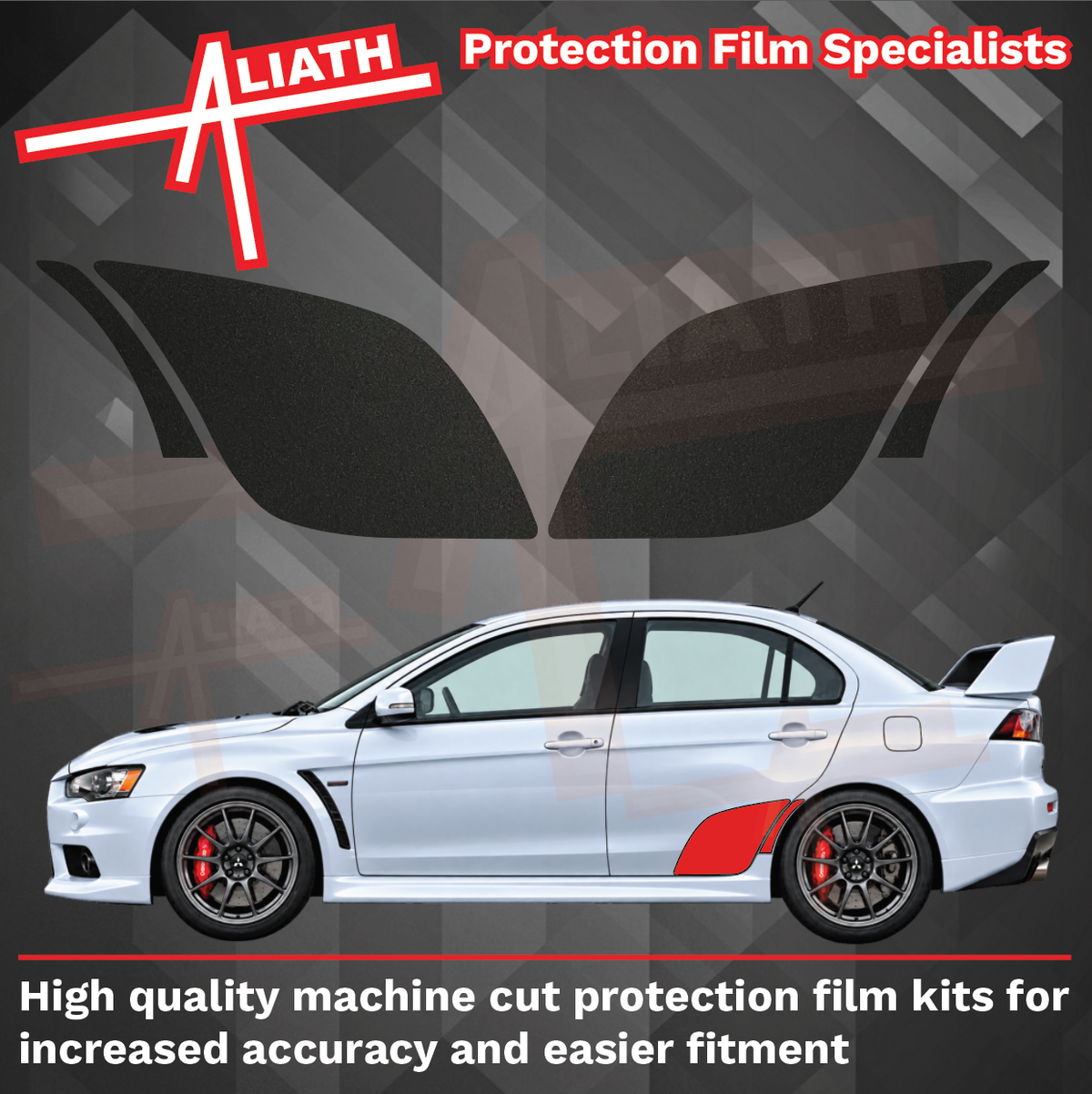 Mitsubishi Lancer Evolution 10 2007-2016, Rear Door / QTR Arch BLACK Paint Protection