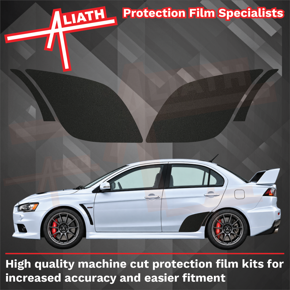 Mitsubishi Lancer Evolution 10 2007-2016, Rear Door / QTR Arch BLACK Paint Protection