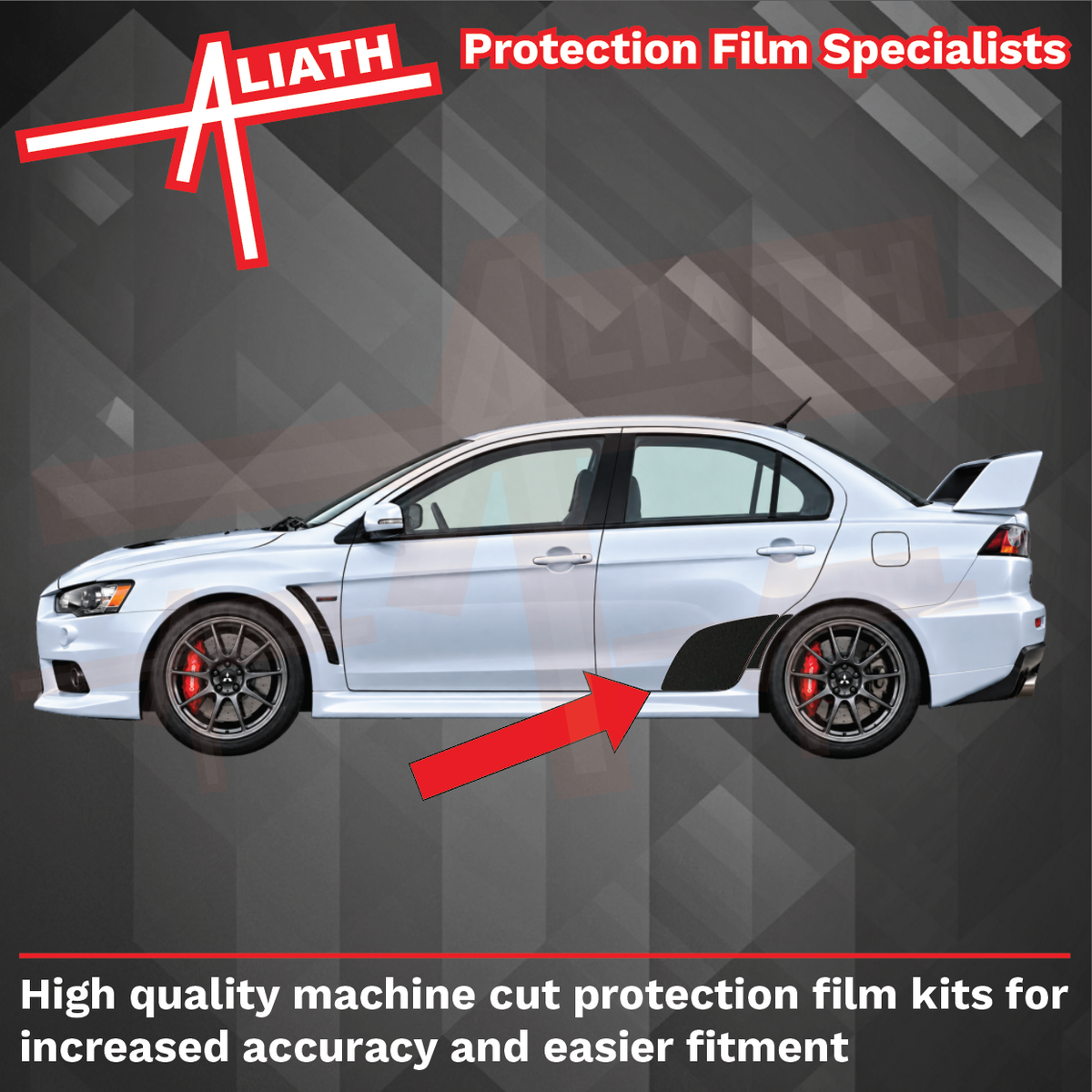 Mitsubishi Lancer Evolution 10 2007-2016, Rear Door / QTR Arch BLACK Paint Protection