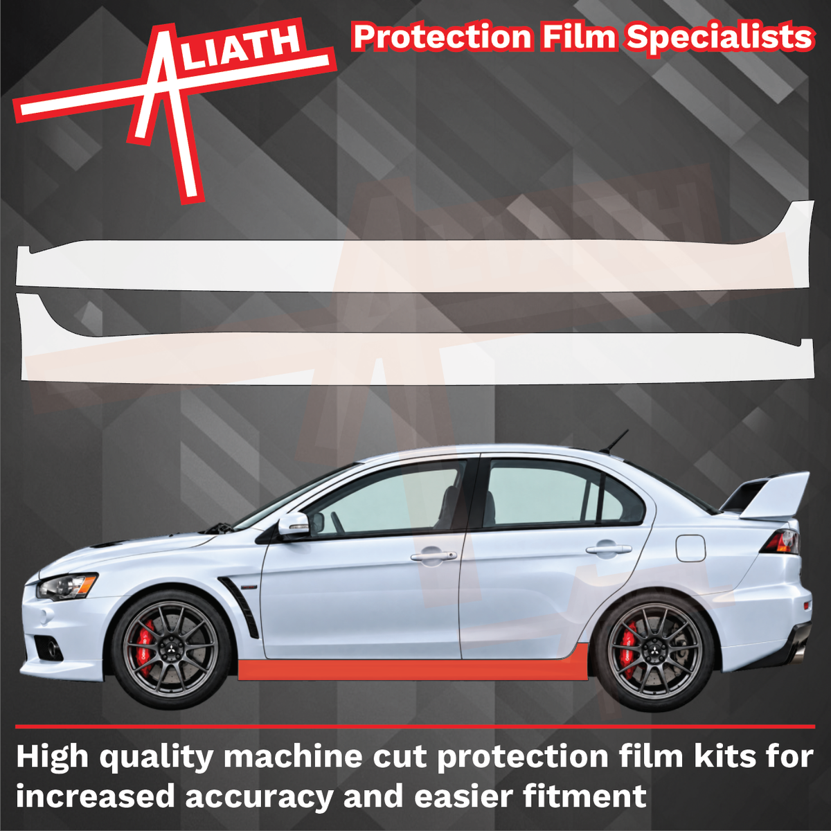 Mitsubishi Lancer Evolution 10 2007-2016, Side Sill Skirt Trims CLEAR Paint Protection