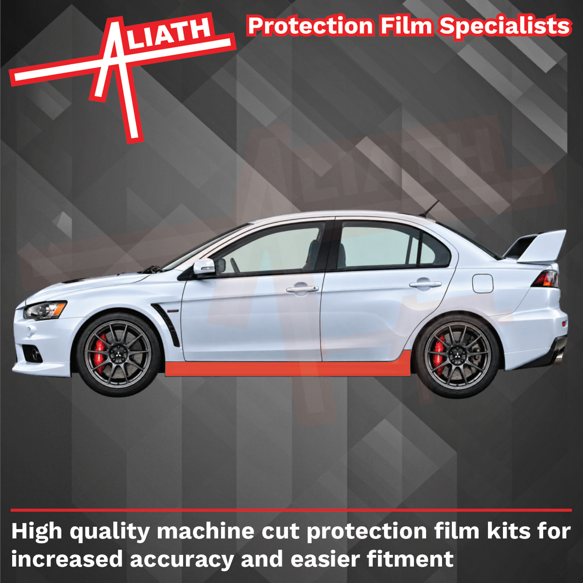 Mitsubishi Lancer Evolution 10 2007-2016, Side Sill Skirt Trims CLEAR Paint Protection