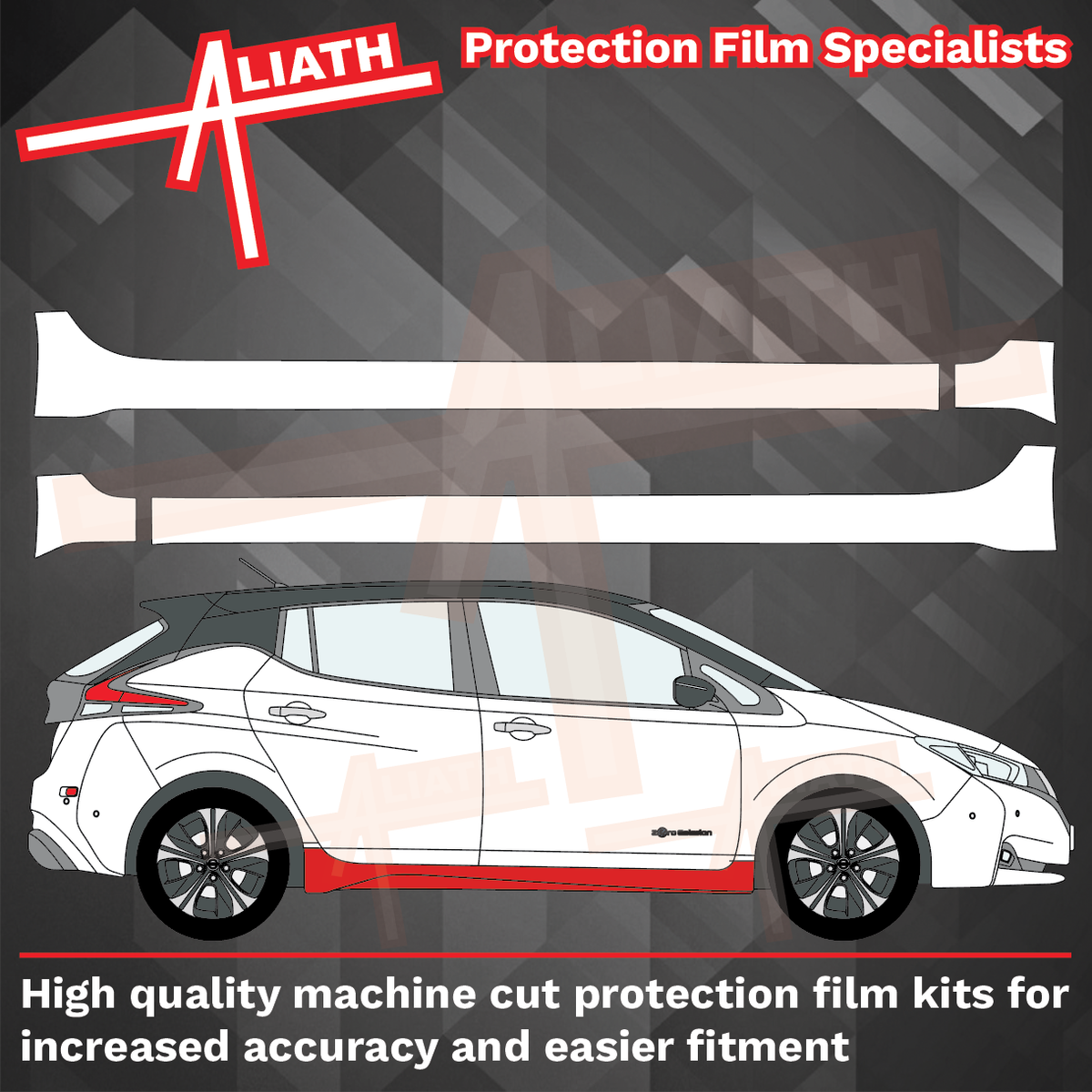 Nissan Leaf Electric 2017-2025, Sill Skirt Trims CLEAR Stone Protection
