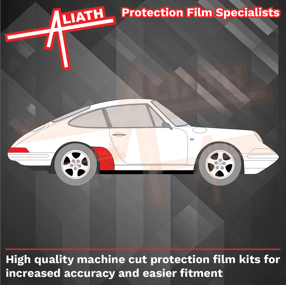 Porsche 911 964 Carrera (1989-1993), Rear QTR & Skirt BLACK TEXTURED Paint Protection