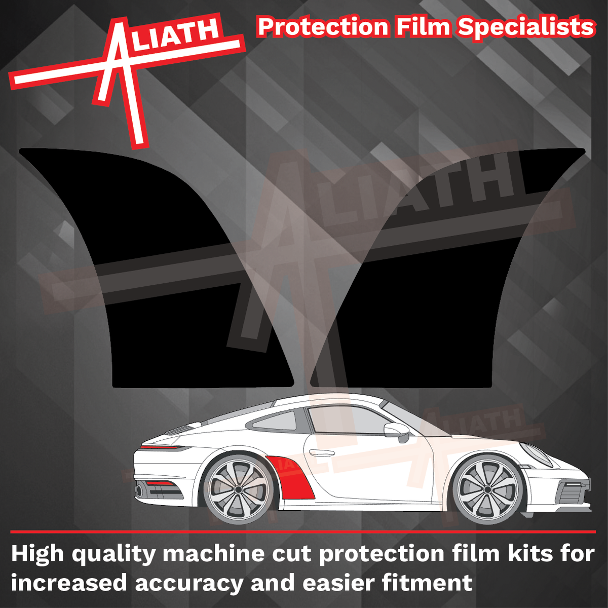 Porsche 911 (992) 2020-Present, Rear QTR / Wing BLACK Paint Protection