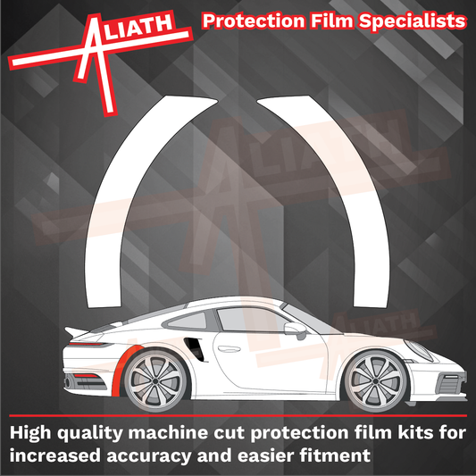 Porsche 911 Turbo & S (992) 2020-Present, Rear Bumper Arches CLEAR Paint Protection