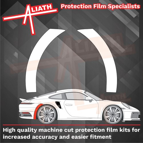 Porsche 911 Turbo & S (992) 2020-Present, Rear Bumper Arches CLEAR Paint Protection