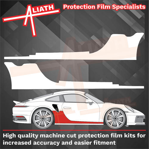 Porsche 911 Turbo & S (992) 2020-Present, Side sill & arch panels CLEAR Paint Protection