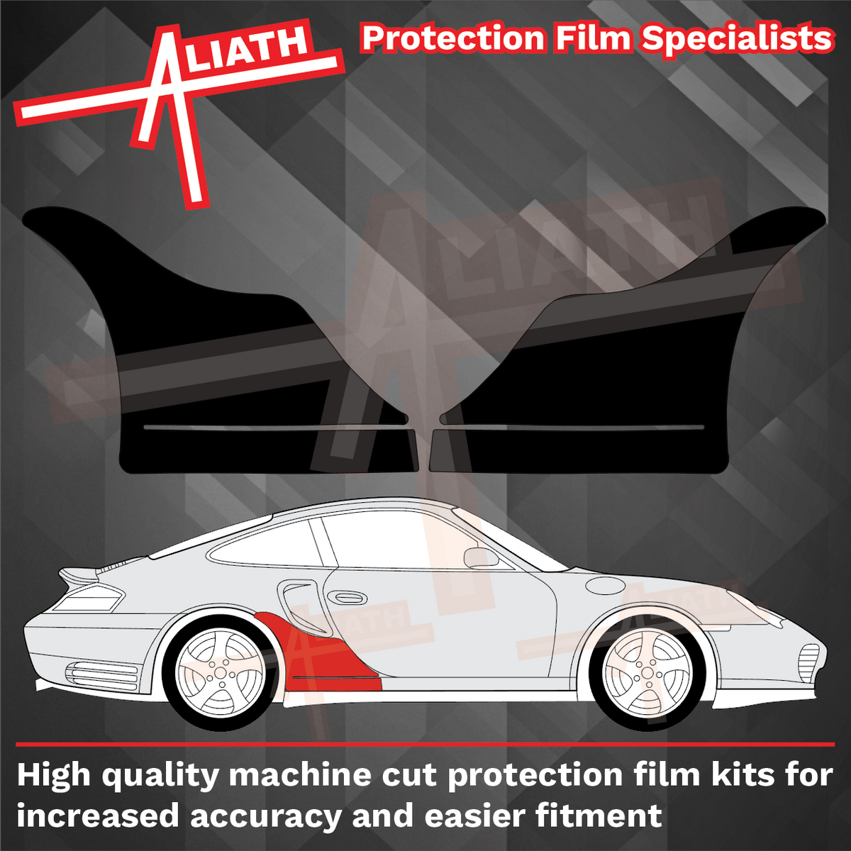 Porsche 911 Turbo (996) 2002-2005 Large Rear QTR / Wing BLACK Paint Protection