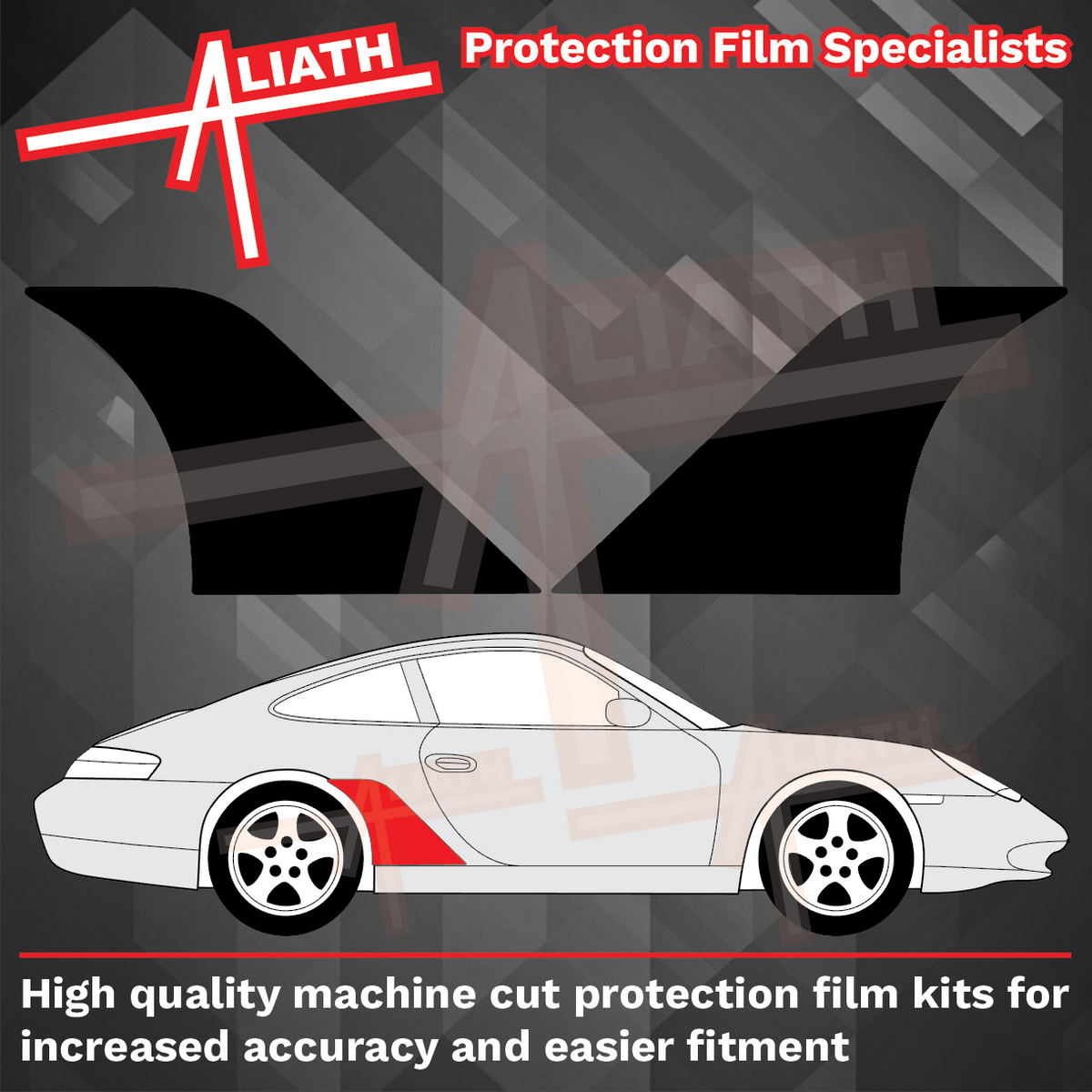 Porsche 911 (996) 1998-2005 Large Rear QTR / Wing BLACK Paint Protection
