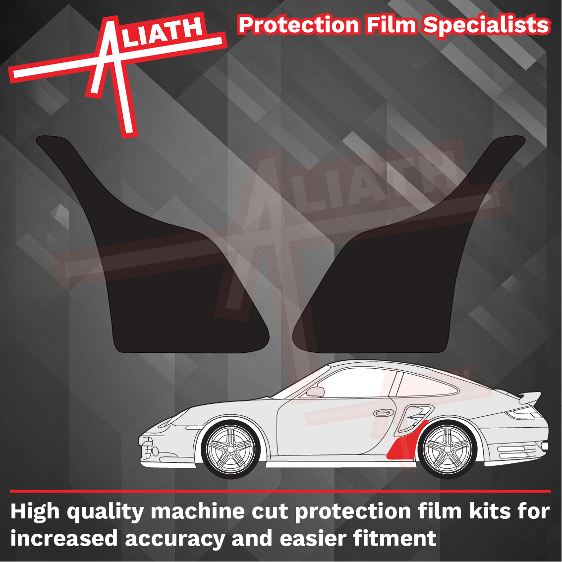Porsche 911 Turbo (997) 2006-2012, Rear QTR / Wing BLACK TEXTURED Paint Protection