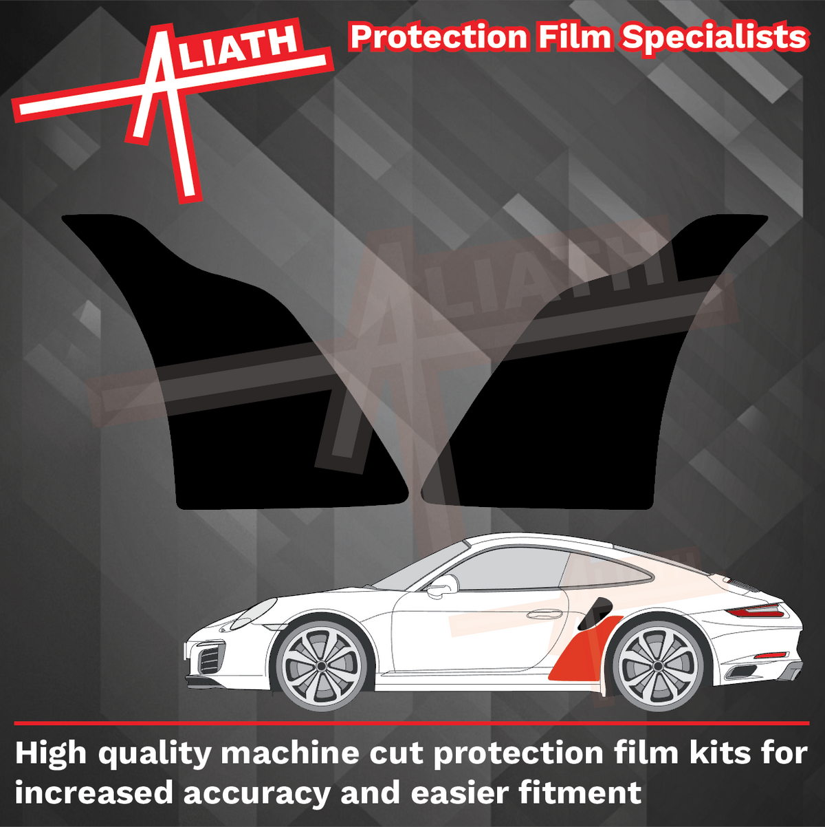 Porsche 911 991 Turbo & Turbo S 2013-2020, Rear QTR BLACK TEXTURED Paint Protection