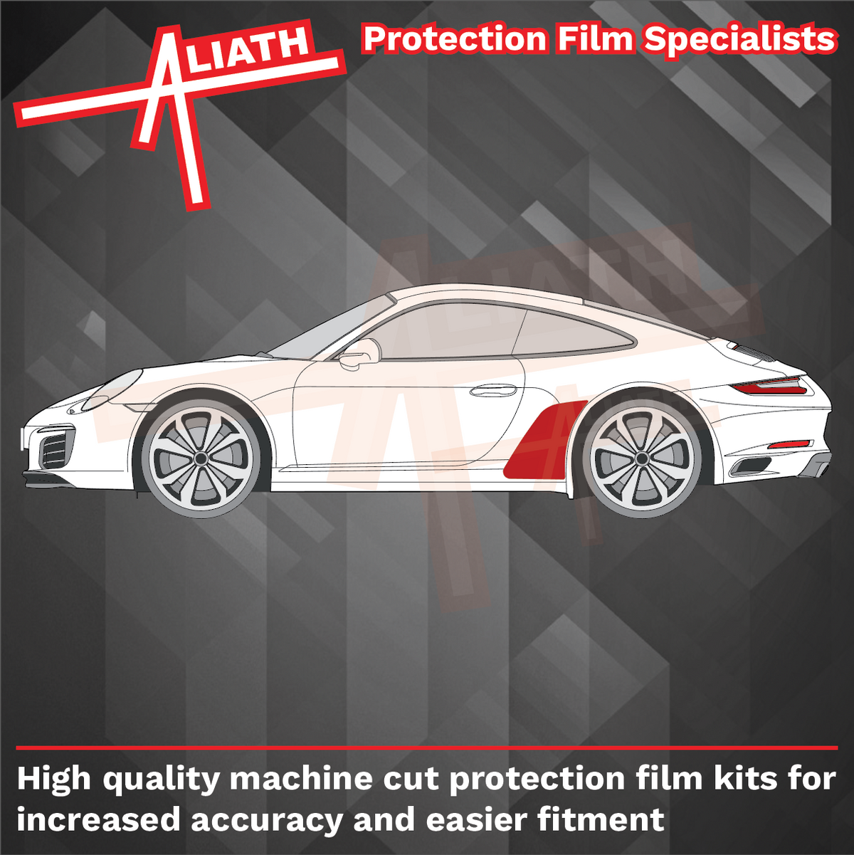 Porsche 911 (991) 2011- 2020, Rear QTR / Wing BLACK TEXTURED Paint Protection