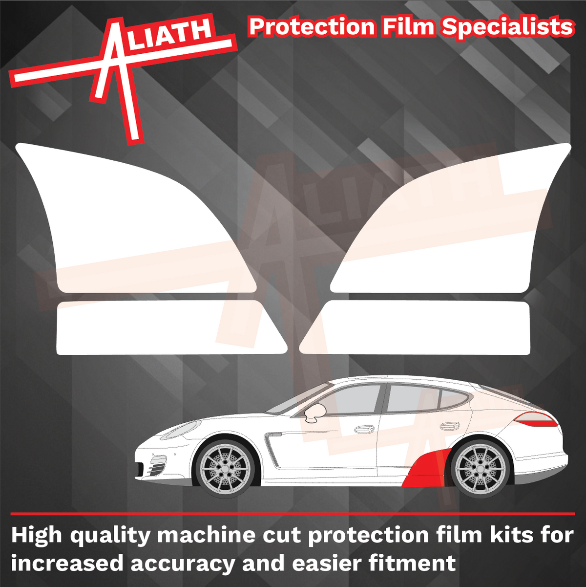 Porsche Panamera (Type 970) (2011-2016), Rear Door Arch & Lower Sill Sections CLEAR Paint Protection