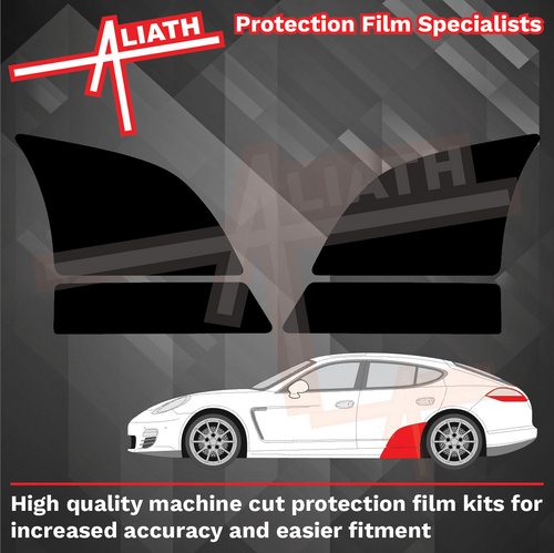 Porsche Panamera (Type 970) (2011-2016), Rear Door Arch & Lower Sill Sections BLACK Paint Protection