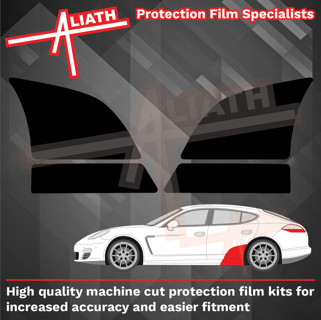 Porsche Panamera (Type 970) (2011-2016), Rear Door Arch & Lower Sill Sections BLACK Paint Protection