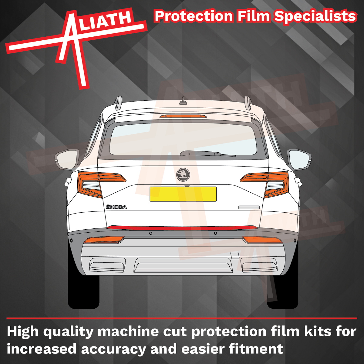 Skoda Karoq 2017-Present, Rear Bumper Upper BLACK Scratch Protection